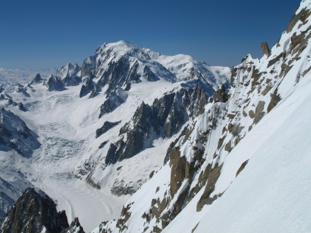 Blick aus dem Couloir zum Mont Blanc