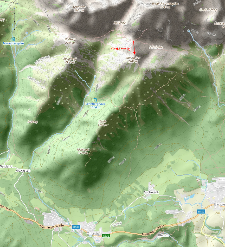 Openstreetmap: Wank-Klettersteig