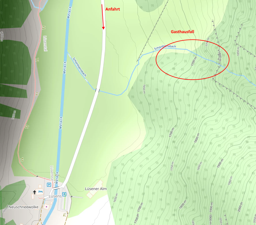Openstreetmap: Eisklettern Gasthausfall