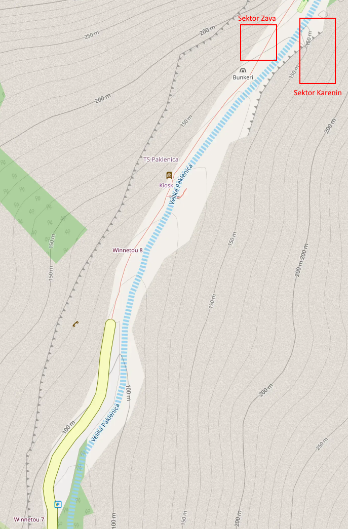 Openstreetmap: Paklencia-Schlucht