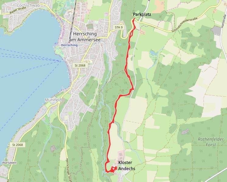 Openstreetmap: Höhenweg zum Kloster Andechs