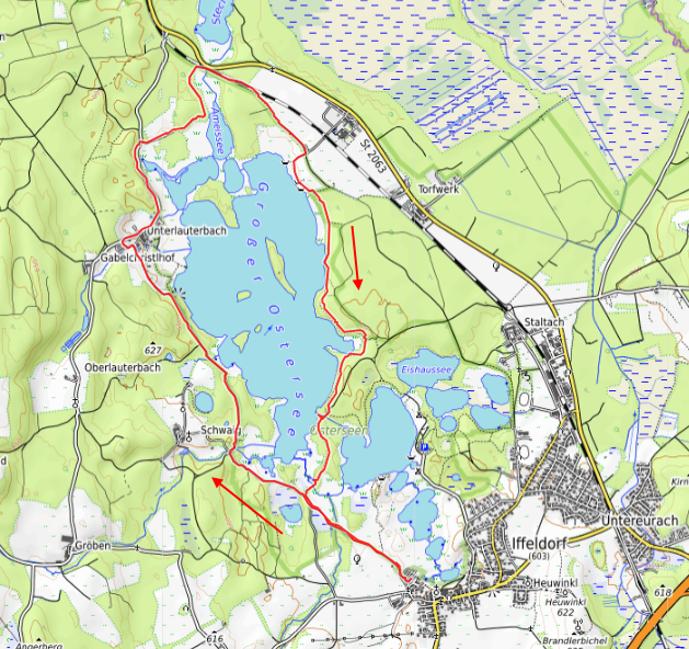Openstreetmap: Wanderung Osterseen
