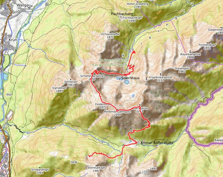 Openstreetmap: Soiernspitze - Schöttelkarspitze