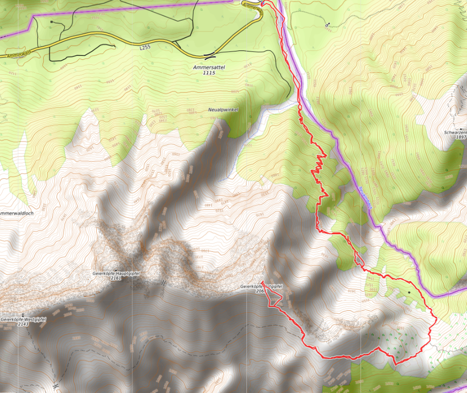Openstreetmap: Geierköpfe-Ostgipfel